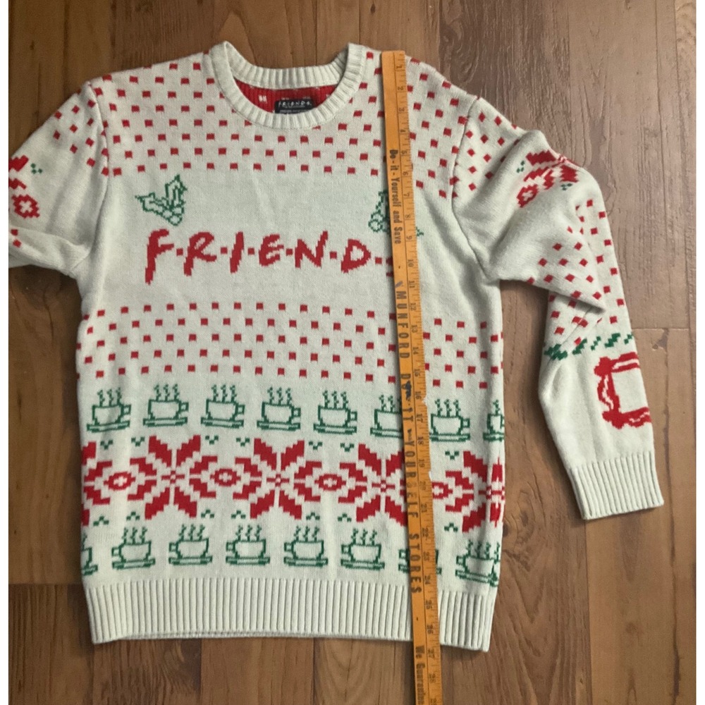 Friends The Television Series Holiday Ugly Christmas Sweater Cream Red Green M - Picture 5 of 6